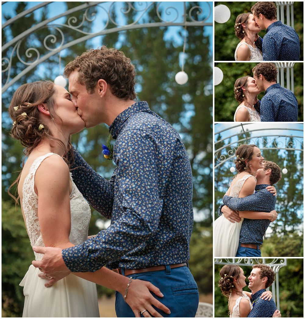 Christchurch couple having the kiss during wedding ceremony