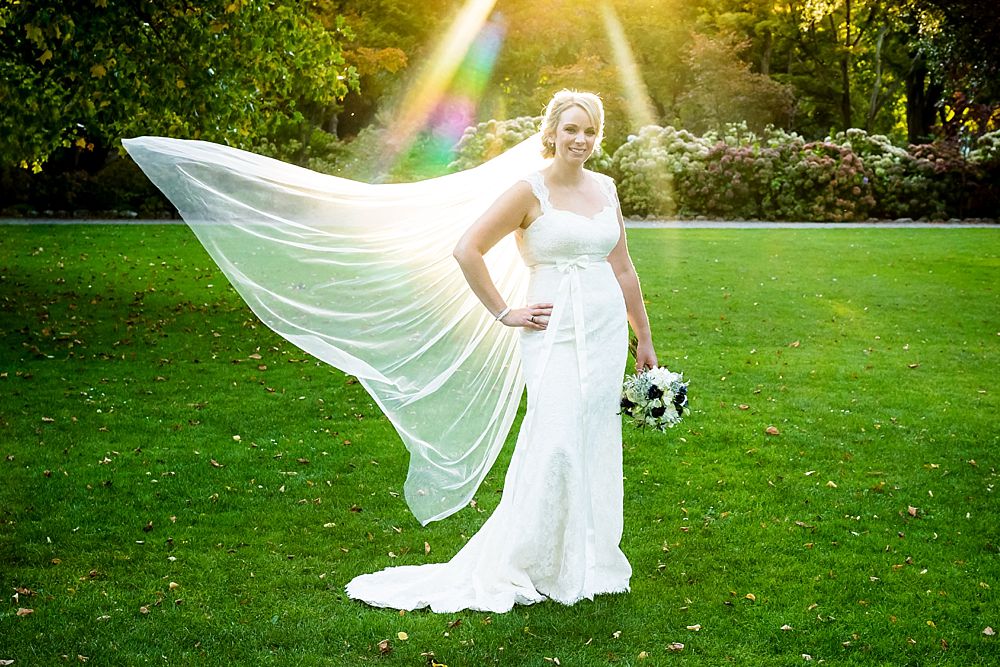 The Gym Art Centre Wedding-bride in late warm afternoon sun at Botanical Gardens