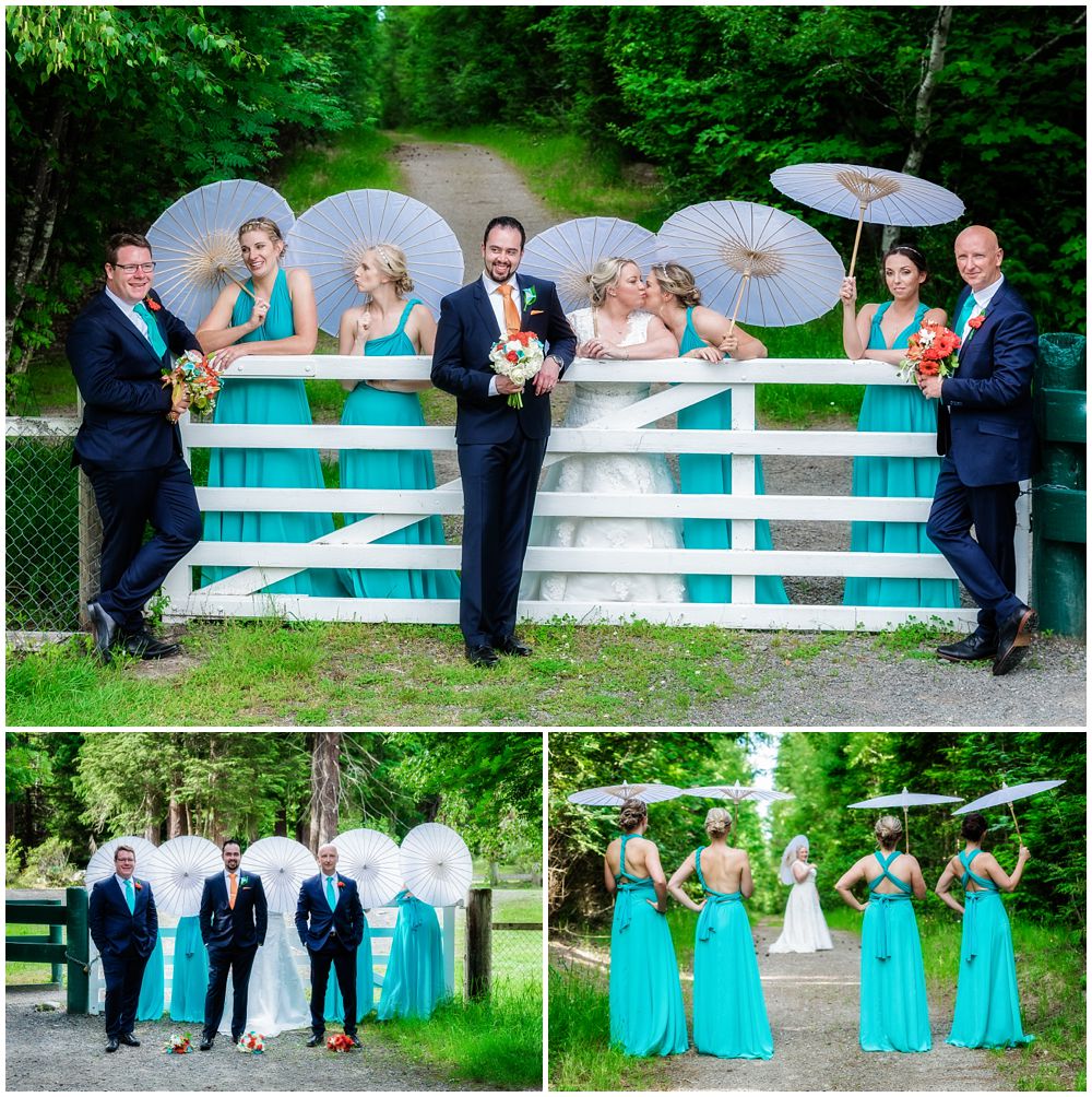 Heritage Hanmer Springs Wedding-Bridal party in front of white gate