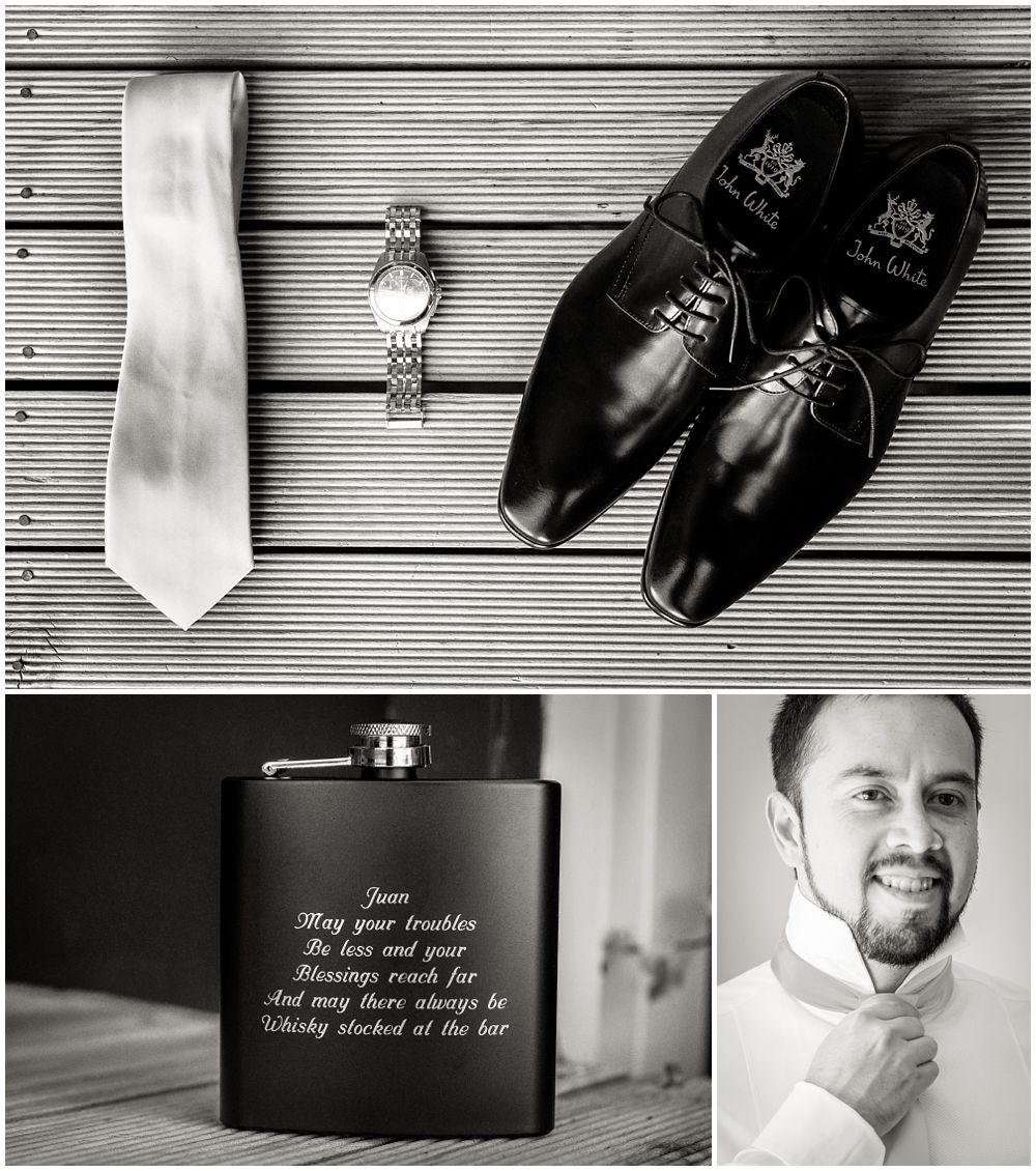 Heritage Hanmer Springs Wedding-Detail shot of groom's shoes and whisky bottle 