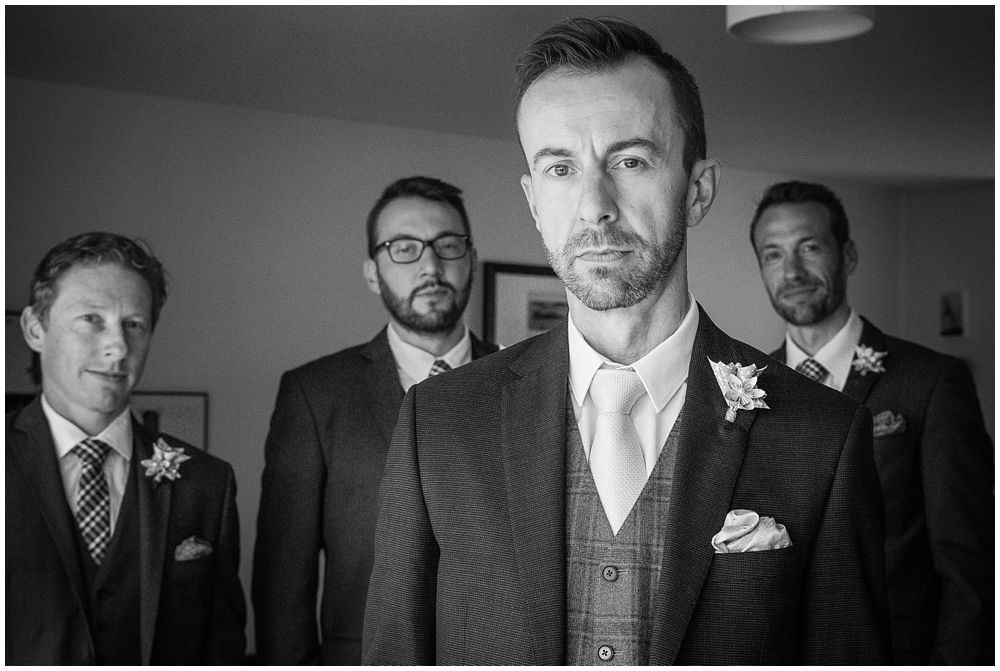 Tannery Wedding-groom in front and groomsmen