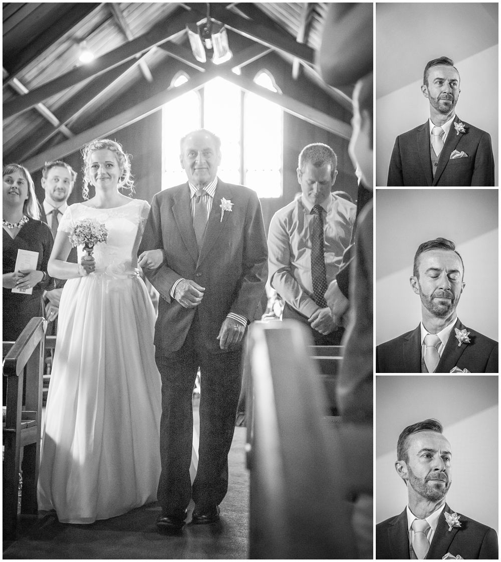 Tannery Wedding-bride and father walking into the ceremony 