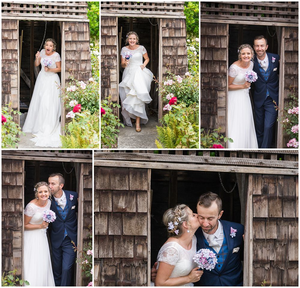 Tannery Wedding-bride-groom by the church bell