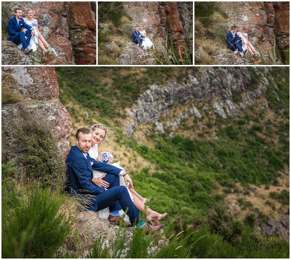 Tannery Wedding-Bride-groom sitting on the edge of the cliff