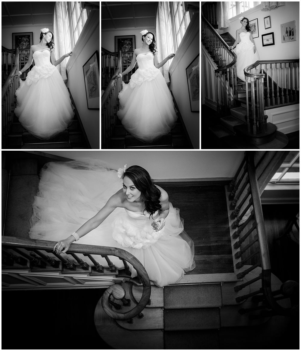 Tipapa Woolshed Barn Wedding Venue bride on stair of homestead 