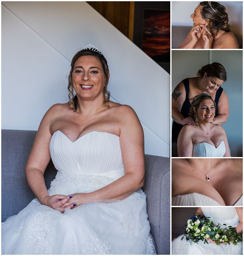 Bride in wedding dress at Akaroa Mt Vernon Lodge