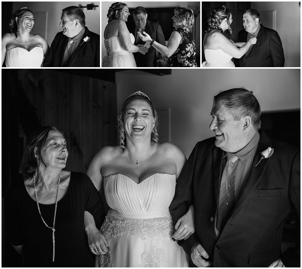 Bride with parents and sister