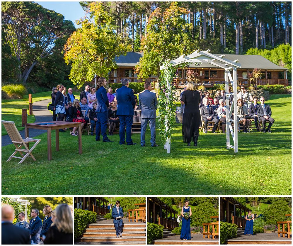 Bridal party walk in for wedding ceremony