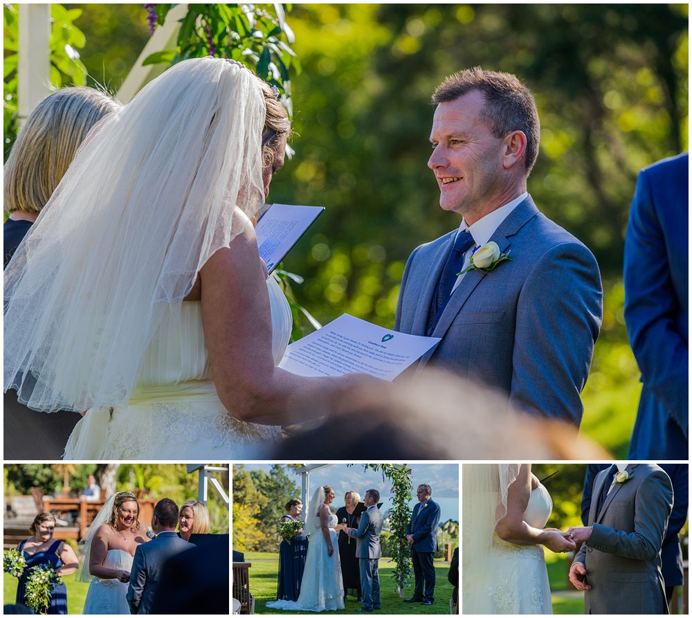 bride and groom reading vows