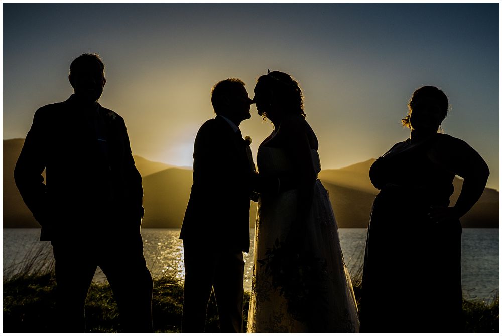 silhouette of bridal party