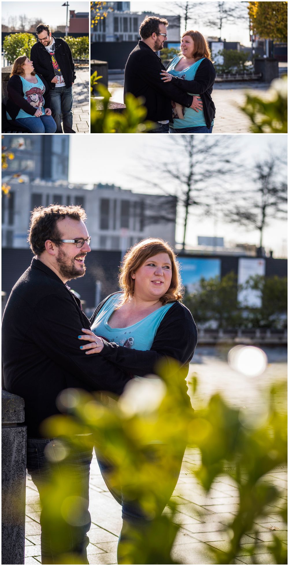 engaged couple in the city centre