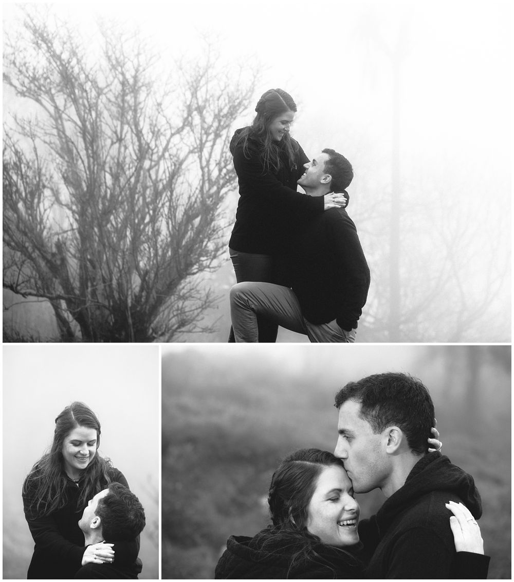 couple in fog on top of Port Hill