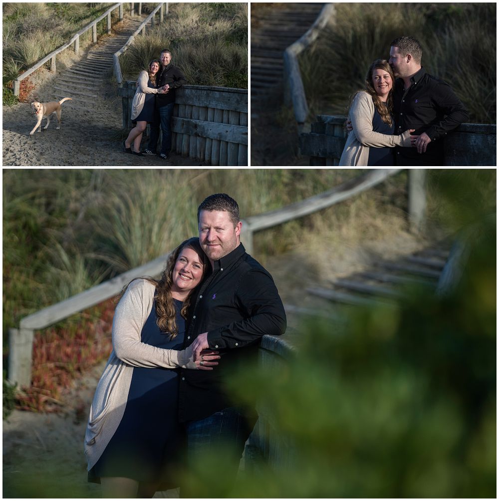 couple holding each other by a wall at New Brighton Beach