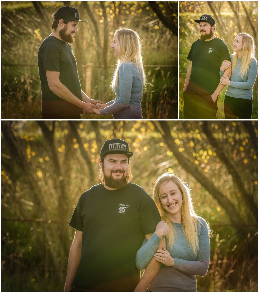 Waimakariri River Autumn Engagement Photos with couple