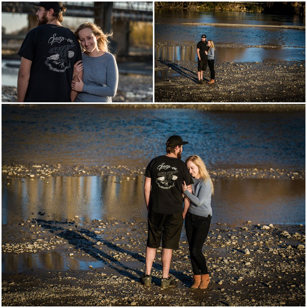 couple standing on river bed