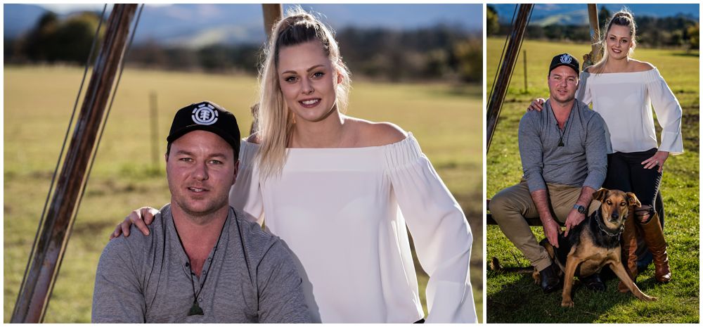 Engaged couple on farm